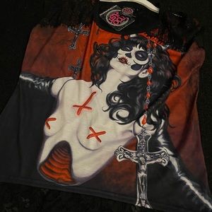 Back lace top with naked lady on front